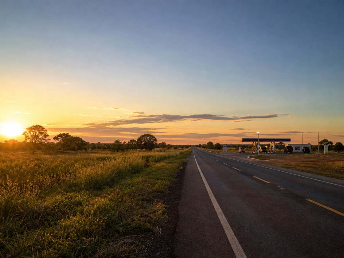 Rodovia e posto de combustível em Mato Grosso do Sul